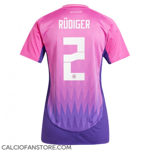 Maglia Calcio Germania Antonio Rudiger #2 Seconda Divisa Donna Europei 2024 Manica Corta